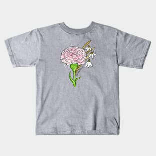 Birth Flower.- January Carnation and Snow Drops Kids T-Shirt